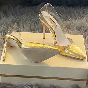 Gold and Clear Vince Camuto Pump